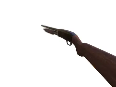 Shotgun Low-poly 3D model 9