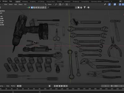 Realistic Hand Tools Pack Low-poly 3D model