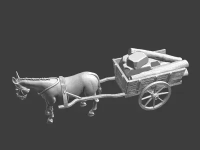 Medieval Supply Wagon for Castle construction 3D print model