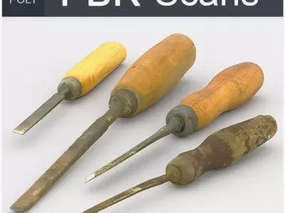 Chisels Middle Poly 3D model