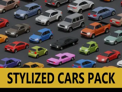 Stylized Lowpoly Cars 3D model