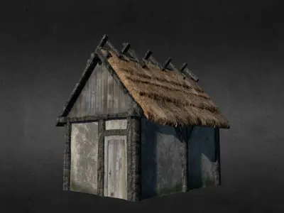 Medieval house Low-poly 3D model 16