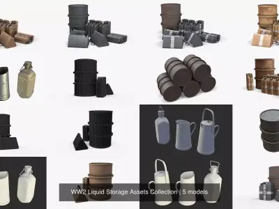 WW2 Liquid Storage Assets Collection 3D Model Pack