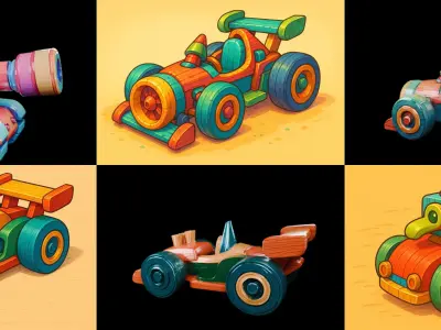 Wood Toy bundle 17 pack 100 glb Low-poly 3D model