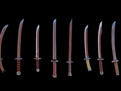 Asian Medieval Sword Pack Low-poly 3D model