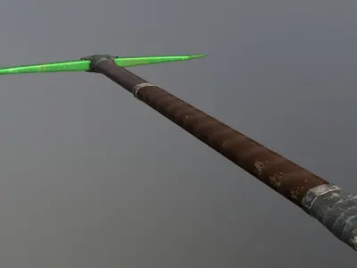 Pickaxe - Emerald Low-poly 3D model