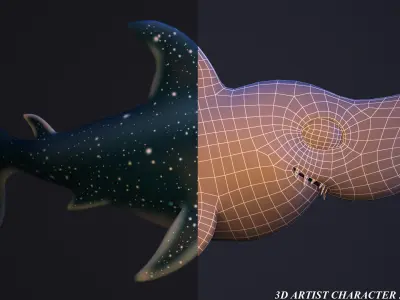 cartoon shark Low-poly 3D model purchase