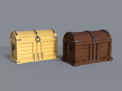Old treasure  chest pine and brown Low-poly 3D model