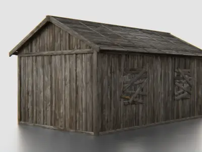 Old Wooden Medieval Building House 2 Low-poly 3D model