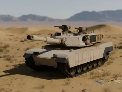 M1 Abrams Main Battle Tank  Realistic 3D Model Low-poly 3D model