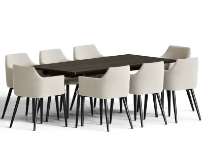 Dining Set modern table and chairs 3D model