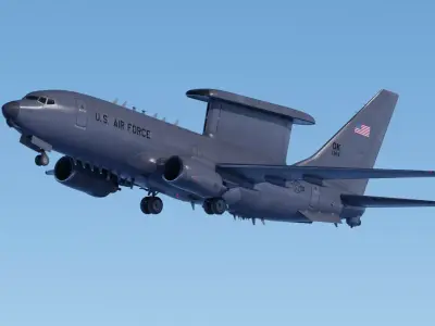 Boeing E-7 Wedgetail rigged and animated with cockpit Low-poly 3D model