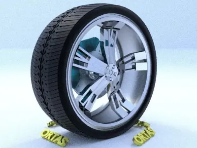 ORTAS CAR RIM 67 GAME READY RIM TIRE AND DISC 3D model
