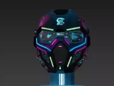 Cyberpunk Helmet 3D Model - Sci-Fi and Futuristic Prop 3D model