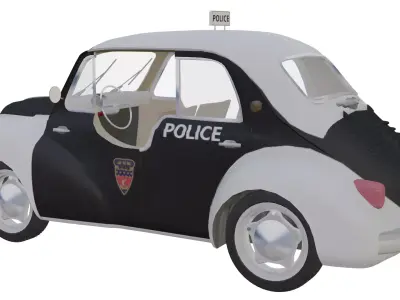 Renault 4CV Police car Low-poly 3D model