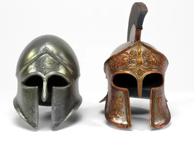 Greek helmets Low-poly 3D model