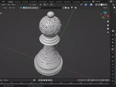 Royal Pawn Chess Piece 3D print model