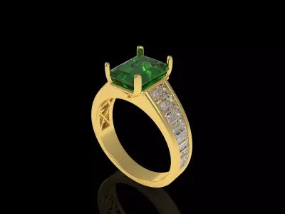 Emerald Baguette Ring 3D print model