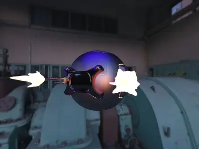 Scifi drone with gun shooting 3D model