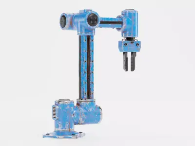 Robotic Arm with Claw and Worn Finish - V4 Rigged 3D model