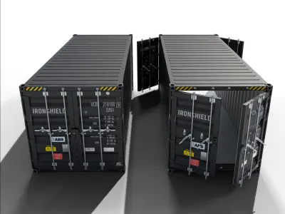 20ft Cargo Container Black Low-poly 3D model