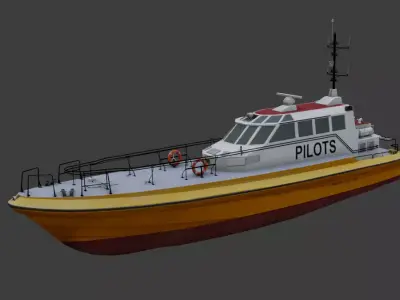 Pilot boat 3d low-poly model Low-poly 3D model