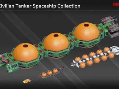 Civilian Tanker Spaceship Collection 3D Model Pack purchase