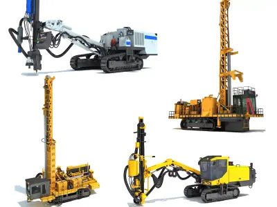 Mining Drill Rig Equipment Collection  3D Model Pack