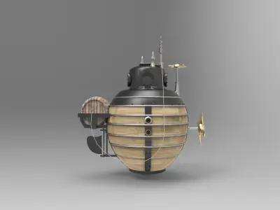 historical concept of old submarines 3D model