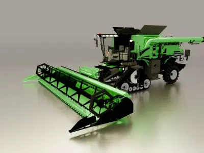Agricultural Combine Harvester Low-poly 3D model