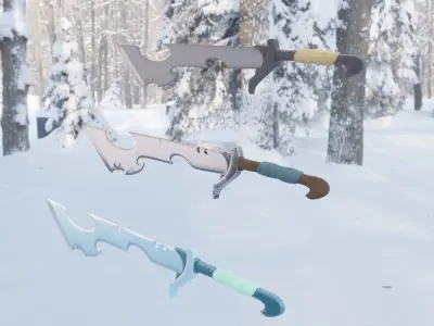 Sword swords in snow Free low-poly 3D model