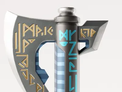 Axe Sci-fi realistic low-poly weapon for games and renders Low-poly 3D model