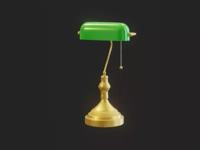 Cartoon Banker Lamp Subdivision Ready for Film Low-poly 3D model