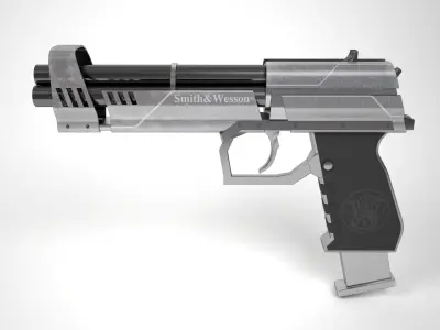 pistol gun Low-poly 3D model get