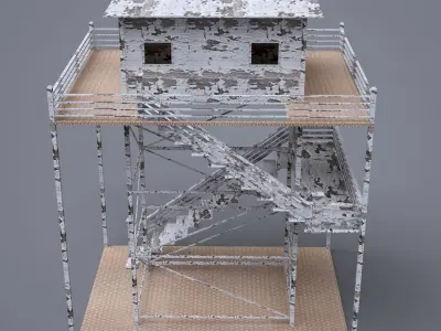 Military Watch Tower Game Model Low poly  Low-poly 3D model