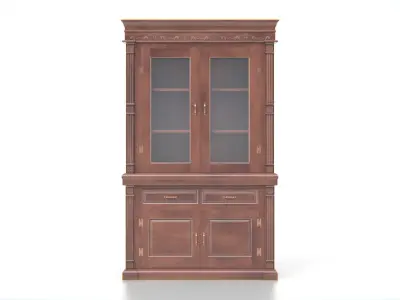 Antique Wooden Hutch Cabinet 02 Low-poly 3D model