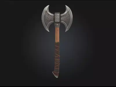 Viking and Barbarian Axe and Shield Pack Stylized Weapons Low-poly 3D model