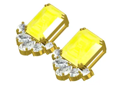 Antique Two Different Yellow Diamond Stud Earring 3D print model