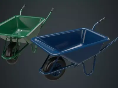 Wheelbarrow 1A Low-poly 3D model