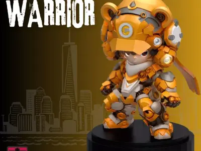 Chibi Panda Mecha Warrior STL File 3D print model