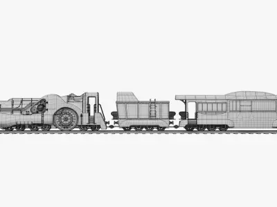 Steampunk wind-up Train model Low-poly 3D model