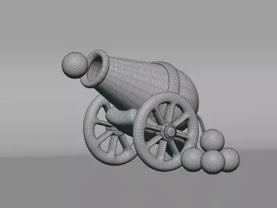 Cartoon Cannon Gun Low-poly 3D model