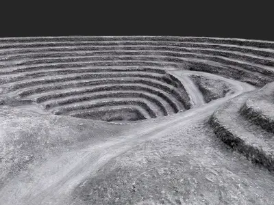 Open Pit Mine Quarry Low-poly 3D model
