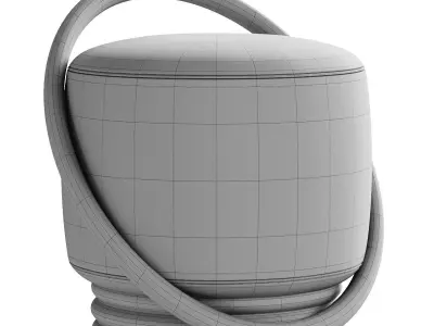 Hoop vallnut pouf 3D model