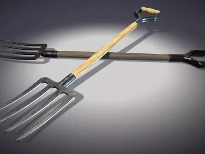 Pitchfork two forks Low-poly 3D model