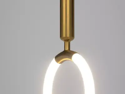 Pendant Light Acrylic Loop Antique Brass Lamp Low-poly 3D model