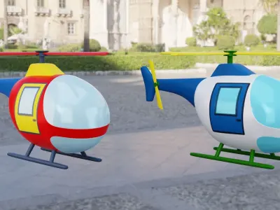 Cartoon Helicopter Low-poly 3D model get