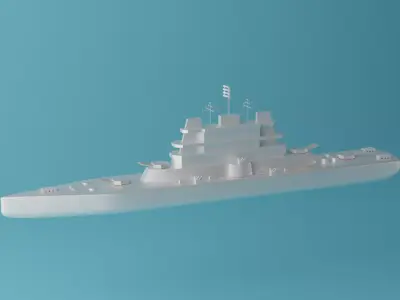 Cartoon Battleship Low-poly 3D model purchase