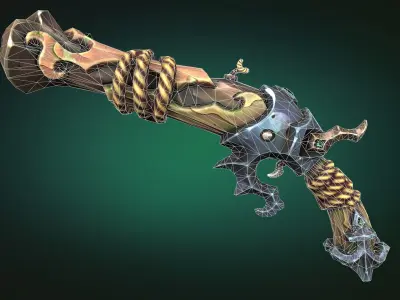 Coastal pistol Low-poly 3D model