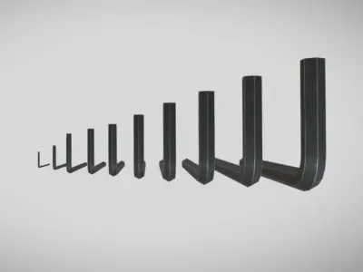 Allen Key Set 1 - 10 mm Dark Steel AR VR PBR Low-poly 3D model